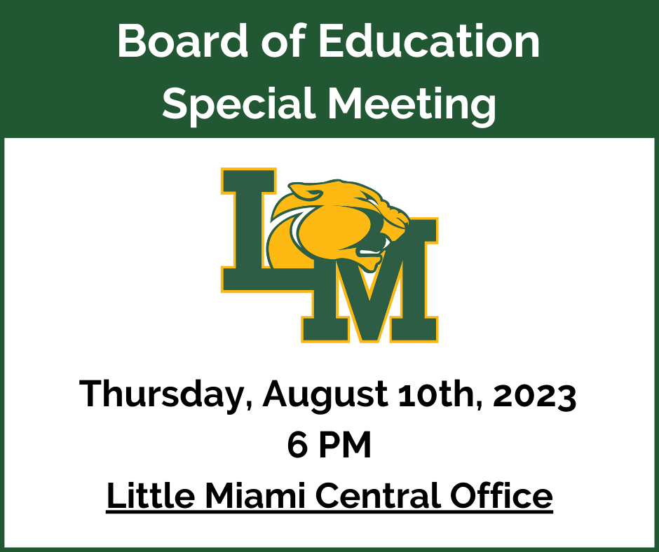 Special Board Meeting 6pm August 10th